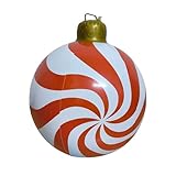 Große aufblasbare Weihnachtskugeln, aufblasbare Weihnachtskugeln für den Außenbereich, großes aufblasbares PVC-Schnullermuster, 23,6 Zoll, festliche Dekorationen, Außenhofblaskugel, Kugel