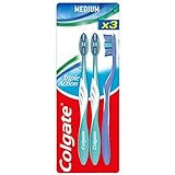 COLGATE - Zahnbürste Triple Action Medium – Griff mit 35% recyceltem Kunststoff – Packung mit 3 Zahnbürsten