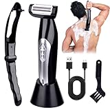 Rückenrasierer Herren, Nass Körperrasierer für den Rücken, Elektrisch Rückenhaarentferner mit Verlängerter Griff, Ergonomischer Rückenhaarentferner für Männer, für Reisen, Zuhause