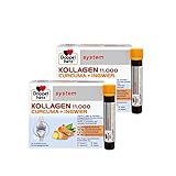 Doppelherz system KOLLAGEN 11.000 CURCUMA + INGWER – Vitamin C trägt zur normalen Kollagenbildung für eine normale Funktion von Knorpeln und Knochen bei – 2 x 30 Trinkfläschchen