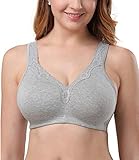 DotVol Damen Spitze Baumwolle Bequem Größe Größen Vollschallen Ohne Bügel BH(95D, Grau)