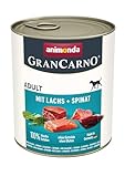 animonda GranCarno Adult Hundefutter Nass, Nassfutter für Hunde erwachsen mit Lachs + Spinat 6 x 800 g