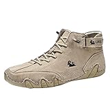 Barfußschuhe Herren, Barfussschuhe Herren, Leder Hoch Alpaca Cowboystiefel Italienische Wandern Wasserdicht Sneaker Barefoot Shoes Bootsschuhe, Khaki, 43