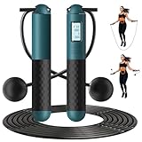 Springseil Erwachsene Springseil mit Zähler Einstellbares Springseil mit Kugellager und rutschfesten Griffen Schnurloses Springseil für Workout/Fitness/Boxen für Männer/Frauen Wasser-Infuser