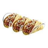 Generisch Taco-Tabletthalter, Taco-Backregal - DREI Tacos-Tablett aus Edelstahl - Edelstahl-Kochwerkzeug zum Unterstützen von Brot, Salatbrötchen, Sandwiches, Waffeln, Hot Dogs