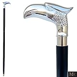 SouvNear dekorative Gehstöcke in Premiumqualität - Palisander mit Messinggriff, antike Optik, viktorianischer Stil, Gehstock für Damen und Herren, eleganter Gehstock aus Indien, 95 cm, holz, WalKing Cane., Silver Eagle Head