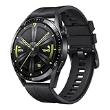 HUAWEI WATCH GT 3 46mm GPS, iOS & Android,Stainless Steel Case, Smartwatch, lange Akkulaufzeit, ganztägige SpO2-Überwachung, KI-Lauftrainer, genaue Herzfrequenzüberwachung, 100+ Trainingsmodi, Schwarz