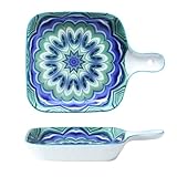 FSJMTQTS Auflaufform Kreative Auflaufform aus Keramik mit Griff für Lasagne, Kuchen(Blau)