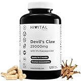 Teufelskralle 25000 mg. 120 vegane Kapseln für 2 Monate Behandlung. Mit 5% Harpagosiden. Teufelskralle auf Basis von Harpagophytum Procumbens-Extrakt. Hergestellt von HIVITAL