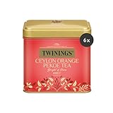 Twinings CEYLON ORANGE PEKOE Schwarzer Tee lose in der Tee-Dose - helles Gold und erfrischendes Aroma aus den besten Teeblättern aus Ceylon, 6er Pack (je 100g)