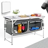 NAYVER ® Campingschrank Camping Outdoor Vorzelt Campingmöbel, Camping Küche, faltbar, Reiseküche, Küchenschrank mit Arbeitsplatte und Staufächern für Outdoorküche, Vorzelt, Wohnwagen oder Auto