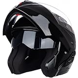 Helm für Motorräder Full-Face Motorcycle Helmet Tragbarer Integralhelme Flip-up Motorradhelm Zertifizierung von ECE (Helles Schwarz, L)