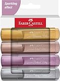 Faber-Castell 254674 - Textmarker Set 46, 4er Etui, Metallic Farben, mit langlebiger Keilspitze, Strichbreite 1-5 mm, nachfüllbar