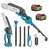 highsam 2-In-1 KettensäGe Und Hochentaster Akku FüR Makita 18v, Mit 2×4.0ah Akku, VerläNgerungsstange Bis 4.2m, BüRstenloser Motor, Elektro Hochentaster AstsäGe FüR Baumzweige, Holzschneiden