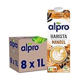 Alpro Barista Mandeldrink, UHT, 8x1L | vegan & laktosefrei | reich an Ballaststoffen, mit Calcium und Vitaminen