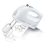 SEVERIN Handmixer, Handrührgerät mit 5 Geschwindigkeitsstufen, praktischer Handrührer mit 2 Edelstahl-Rührbesen und -Knethaken, HM 3820, Weiß