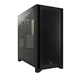 Corsair 4000D Airflow Tempered Glass Mid-Tower ATX-Gehäuse (High Airflow Front Panel, Tempered Glass Side Panel, Geräumiger Innenraum, Zwei 120-mm-Lüfter enthalten) Schwarz