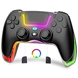 Shiptree Wireless Controller für P4, RGB Gamepad Controller mit Makro M1/M2 & 6-Achsen Gyro & Dual Vibration & Audio Jack & Turbo, Games Zubehör Kontroller Kompatibel mit P4/Pro/Slim