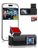 Vtopek Dashcam 1080P Dashcam Auto Vorne mit 64GB SD-Karte, 0,96-Zoll-Mini Dash Cam, WiFi Auto Kamera mit Super Nachtsicht, 170° Weitwinkel, APP Steuerung, Parküberwachung, G-Sensor, Loop-Aufnahm, WDR