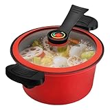 Mini-Schnellkochtopf, 3, 5 l schneller Heizdrucktopf mit Schlossgriffen, Nicht-Stick-Stockpot mit Through-Deckel für Gas, Induktion, elektrische Herde, Topf, Mini-Kocher