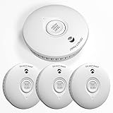 Rauchmelder 10 Jahre Batterie | Feuermelder für Zuhause Brandmelder mit Stummschaltung und Selbsttest Funktion Fotoelektrischem Sensor, Q-Zertifiziert DIN EN14604 (4er Set)