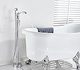 Wasserfall-badewannen-Wasserhahn-Set, bodenstehende badewannen-mischbatterie, doppelgriff-duschbadewannen-Wasserhahn für badezimmerarmaturen, Mattschwarz, Chrom
