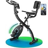 Wenoker Heimtrainer Fahrrad, Ergometer Heimtrainer Fahrrad klappbar, Heimtrainer 16 Magnetische Widerstandsstufen mit LCD Monitor und Handpulsmessung, Faltbare Aufbewahrung mit Zugseile mit APP
