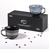 ecooe Cappuccinotassen Set Dickwandig aus Steingut 2er 260 ml, Handgefertigt Porzellan Kaffeetassen, Keramik Teetassen Geschenke für Frauen Beste Freundin Partner, Weihnachtsgeschenke