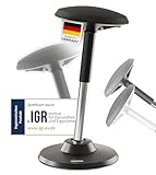 DESKSPACE Motion Ergonomischer Sitz- und Stehhhocker - Höhenverstellbarer Bürohocker mit extra breiter Basis und Sitzfläche, Stehstuhl, der Rücken- und Nackenschmerzen (Schwarze)