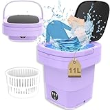 Mini Waschmaschine Faltbare, 11L Camping Waschmaschine Klein mit Trockner, Tragbare Small Mobile Waschmaschine Kinder für Socken Unterwäsche Babykleidung Reisen Tourenwagen Wohnheim Purple