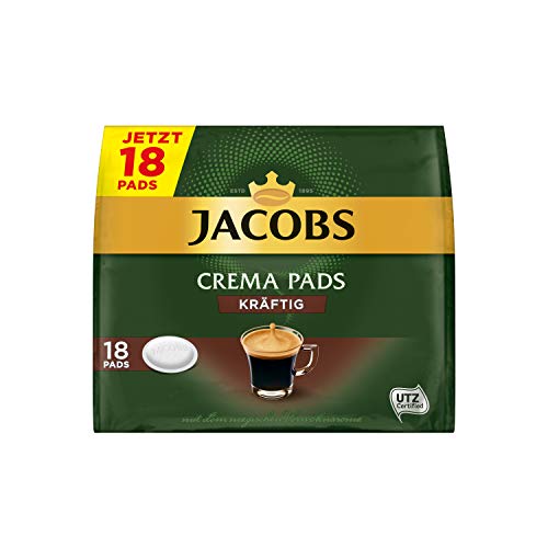 Jacobs Pads Crema Kräftig, 90 Senseo kompatible Kaffeepads UTZ-zertifiziert, 5er Pack, 5 x 18 Getränke