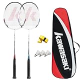 A1 TAAN Graphit Badminton Set 2 Profi Carbon Badmintonschläger Leichtgewicht Federballschläger für Training, Sport und Unterhaltung mit 3 Federbällen & 2 Overgrips & Tragetasche