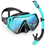 Schnorchelset Erwachsene mit Dry Top und Antibeschlag-Tauchmaske, 180° Sicht, Komfort-Silikon, Taucherbrille mit Schnorchel für Damen & Herren zum Schnorcheln, Schwimmen & Wassersport