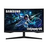 Samsung Odyssey G55C Curved Gaming Monitor, 27 Zoll, Bildschirm mit VA-Panel, 2.560 x 1.440 Pixel, 1.000R Radius, HDR10, AMD FreeSync, Bildwiederholrate 165 Hz, Reaktionszeit 1 ms (MPRT)