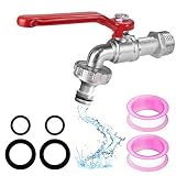 Premium 1/2 Zoll Wasserhahn Messing, Garten Wasserhahn, Frostsicher Messing Kugelhahn IBC Auslaufhahn für Garten Waschmaschine Regentonne(Rot)
