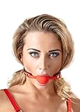 Bad Kitty Knebel - softer Knebel für Männer und Frauen, Silikon-Knebel zur Verführung des Partners, Gag Ball für erotische BDSM-Spiele, rot