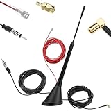 QWORK® DAB/DAB+ Antenne FM Dachantenne mit 5m Verlängerungskabel und SMB/SMA Adapter, Autodächer Antenne, Hohe Empfangsleistung