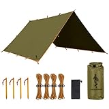 FREE SOLDIER Tarp Wasserdicht 3x3,2m Ultraleicht Zeltplanen UV Schutz Camping Sonnensegel Zelt Freien Multifunktionales Große für Camping,Wandern,Outdoor-Aktivitäten(Braun),Extrabrei