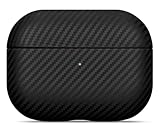 LOPIE Schutzhülle für AirPods Pro 2. Generation – Handgefertigte AirPods Pro 2 Hülle – aus echtem Leder – schützende Hartschalenhülle kompatibel mit kabellosem Laden – Kohlefaser-Textur – Schwarz