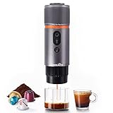 CONQUECO Kaffeemaschine Auto Espressomaschine 12v: Tragbare Akku Espresso Maker für Camping Reise - 2,5 Minuten Schnelles Erhitzen - 8 Tassen Espresso für Eine Ladung