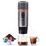 CONQUECO Kaffeemaschine Auto Espressomaschine 12v: Tragbare Akku Espresso Maker für Camping Reise - 2,5 Minuten Schnelles Erhitzen - 8 Tassen Espresso für Eine Ladung