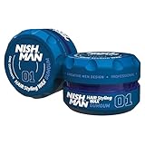 NISHMAN Haarstyling Wachs Für Männer 01 – Gumgum 150g – Bubblegum Duft – Natürlicher Glanz-Look – Starker Halt – Herren Haar-Gel Aqua Wachs – Langanhaltende Kontrolle und Definition