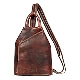STILORD 'Minou' Leder Sling Bag Damen 2-in-1 Rucksack Handtasche Umhängetasche Vintage Henkeltasche Ledertasche Echtleder, Farbe:salerno - braun
