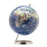 EXERZ 25cm Schülerglobus - Globus Englischer Sprache - Verpackung in hochwertiger Kraftbox, ideal zum Verschenken (Marineblau)