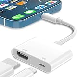 HDMI Adapter für iPhone iPad, 1080P HDMI Digital AV Adapter Video & Audio Sync Bildschirm Konverter für iPhone, HDMI Kabel Verbinder kompatibel mit HDTV/Projector/Monitor - Plug and Play