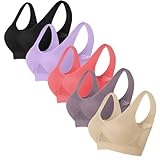 Generisch 5er Pack BHS Bustier Damen Sport BH Große Größen Starker Halt Comfit BHS Atmungsaktiv Soft Seamless BH-Set Bra Sportunterwäsche für Damen Alltag Joggen Yoga Fitness Angebote Schwarz M