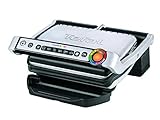 Tefal OptiGrill Kontaktgrill, 6 automatische Programme, Garstufenanzeige, passt Temperatur und Grillzyklus ans Grillgut an, antihaftbeschichtete abnehmbare Platten, Elektrogrill, Edelstahl, GC705D16