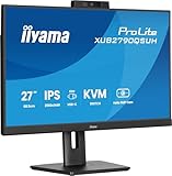 iiyama Prolite XUB2790QSUH-B2 68,5cm 27' IPS LED-Monitor QHD 100Hz HDMI DP USB3.2 USB-C 65W KVM-Switch Slim-Line Höhenverstellung Pivot Windows Hello Webcam schwarz