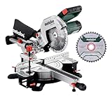 Metabo Kapp- und Gehrungssäge Set KGS 216 M – 613216900 – Mit Precision Cut Line, 216 mm 2. Hartmetall-Sägeblatt und Zugfunktion – 2 m Kabellänge