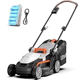 Litheli Akku Rasenmäher, 20V/33cm Schnittbreite, bis 200 m², 30L Fangkorb, 25-65 mm Schnitthöhe, inkl. 4,0 Ah Akku